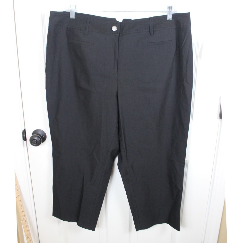 Cato Woman Black Classic Fit Cropped Pants Side Zip Hem NWT 20W Plus Sportswear
